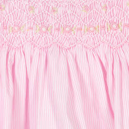 Pretty Originals-Girls Pink & White Smocked Cotton Shorts Set | Childrensalon Outlet