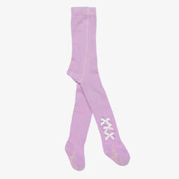 Pretty Originals-Girls Purple Cotton Bow Tights | Childrensalon Outlet