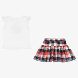 Pretty Originals-Girls Red & White Tartan Skirt Set  | Childrensalon Outlet
