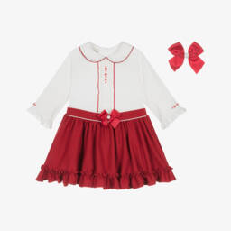 Pretty Originals-Girls Scarlet and Ivory Skirt Ensemble | Childrensalon Outlet