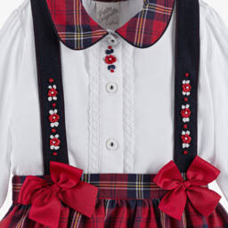 بريتي أوريجينال-طقم تنورة تارتان مزيج قطن لون أحمر وأبيض للبنات | Childrensalon Outlet