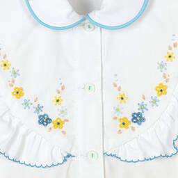 بريتي أوريجينال-بِدلة رسمية قطن لون أبيض وأزرق بطبعة ورود | Childrensalon Outlet