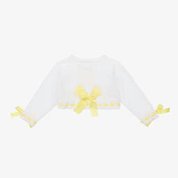 Pretty Originals-Girls White Cotton Cropped Cardigan | Childrensalon Outlet