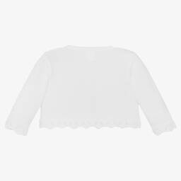 Pretty Originals-Girls White Cotton Knit Cardigan | Childrensalon Outlet
