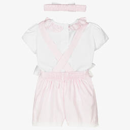 Pretty Originals-Розово-белый комплект с полукомбинезоном | Childrensalon Outlet