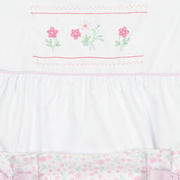 بريتي أوريجينال-بِدلة رسمية قطن لون أبيض وزهري بطبعة ورود | Childrensalon Outlet