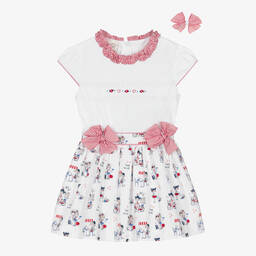 Pretty Originals-Girls White & Red Cotton Skirt Set | Childrensalon Outlet