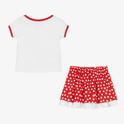 بريتي أوريجينال- Girls White & Red Polka Dot Skirt Set | Childrensalon Outlet