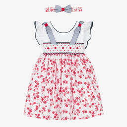 Pretty Originals-Girls White & Red Poppy Cotton Dress Set | Childrensalon Outlet