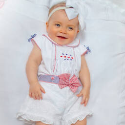 بريتي أوريجينال-طقم بِدلة رسمية مطرزة سموكينغ قطن لون أبيض | Childrensalon Outlet