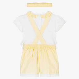 Pretty Originals-Бело-желтый комплект с полукомбинезоном | Childrensalon Outlet