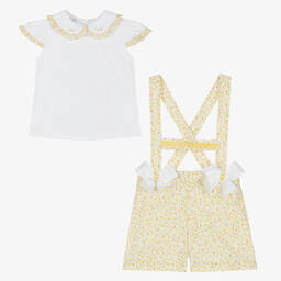 Pretty Originals-Бело-желтый комплект с шортами в цветочек | Childrensalon Outlet