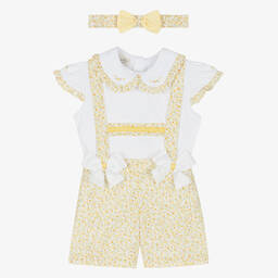 Pretty Originals-Бело-желтый комплект с шортами в цветочек | Childrensalon Outlet