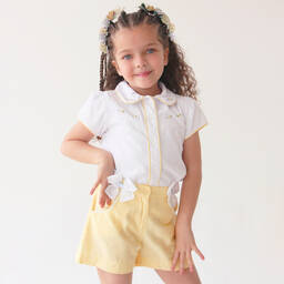 Pretty Originals-Белая блузка и желтые шорты | Childrensalon Outlet
