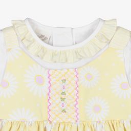 بريتي أوريجينال-طقم فستان قطن بوبلين لون أصفر وأبيض | Childrensalon Outlet