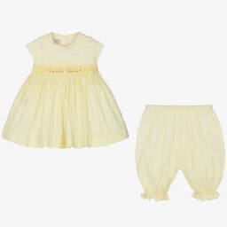Pretty Originals-Желтый комплект из хлопка с платьем со сборками | Childrensalon Outlet
