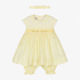 Pretty Originals-Желтый комплект из хлопка с платьем со сборками | Childrensalon Outlet