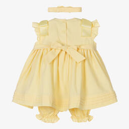 Pretty Originals-Желтый комплект с платьем из хлопка со сборками для девочек | Childrensalon Outlet