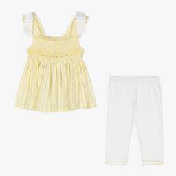 بريتي أوريجينال-طقم ليقنز قطن سموك لون أصفر للبنات | Childrensalon Outlet