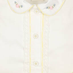 بريتي أوريجينال-طقم تنورة قطن لون أصفر وأبيض | Childrensalon Outlet