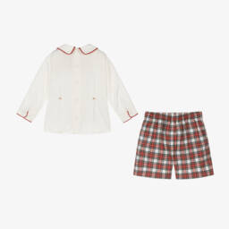 Pretty Originals-Junior Boys Tartan Smocked Suit | Childrensalon Outlet