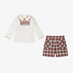 Pretty Originals-Junior Boys Tartan Smocked Suit | Childrensalon Outlet