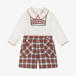 Pretty Originals-Junior Boys Tartan Smocked Suit | Childrensalon Outlet