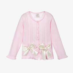 Pretty Originals-Pink Cotton Knit Cardigan | Childrensalon Outlet