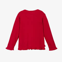 Pretty Originals-Red Cotton Knit Cardigan | Childrensalon Outlet