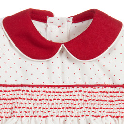 بريتي أوريجينال-طقم شورت مطرز 3 قطع لون أحمر وعاجي | Childrensalon Outlet