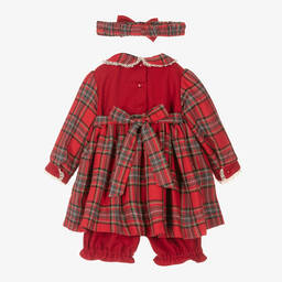 Pretty Originals-Red Tartan Dress Set | Childrensalon Outlet