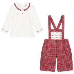 Pretty Originals-Red Tartan Shorts Set | Childrensalon Outlet