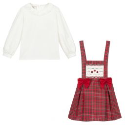 Pretty Originals-Red Tartan Skirt Set | Childrensalon Outlet