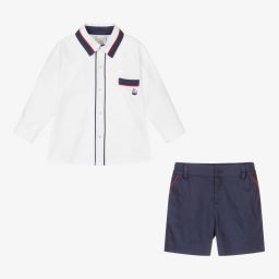 Pretty Originals-طقم شورت وتوب أطفال ولادي قطن لون أبيض وكحلي | Childrensalon Outlet