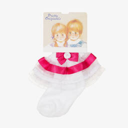 Pretty Originals-White & Pink Frilly Socks | Childrensalon Outlet