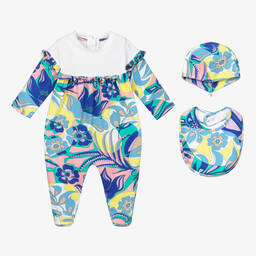 PUCCI-Синий подарочный комплект из хлопка с комбинезоном | Childrensalon Outlet