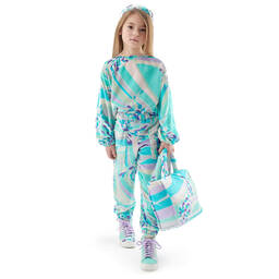 PUCCI-Blue Lilly Velour Top | Childrensalon Outlet