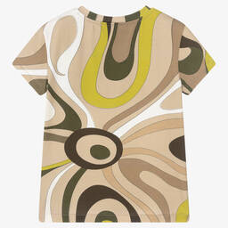 PUCCI-Бежевая хлопковая футболка с принтом Marmo | Childrensalon Outlet