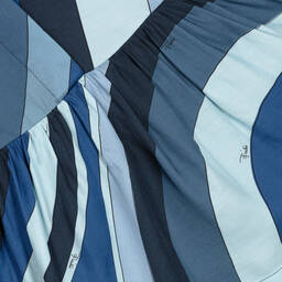 PUCCI-Girls Blue Iride Print Ruffle Dress | Childrensalon Outlet