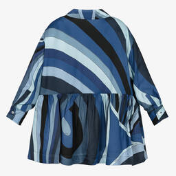 PUCCI-Girls Blue Iride Print Ruffle Dress | Childrensalon Outlet