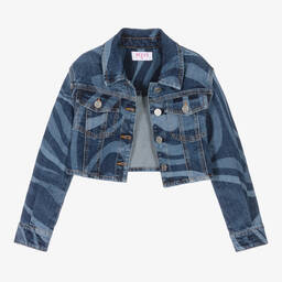 PUCCI-Girls Blue Marmo Cotton Denim Jacket | Childrensalon Outlet