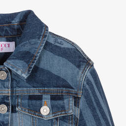 PUCCI-Girls Blue Marmo Cotton Denim Jacket | Childrensalon Outlet