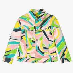 PUCCI-Зеленая куртка с принтом Vetrate для девочек | Childrensalon Outlet
