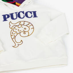 بوتشي-هودي أوفرسايز قطن لون أبيض للبنات | Childrensalon Outlet