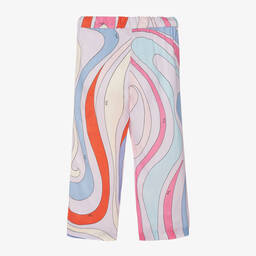 PUCCI-Широкие розовые брюки с принтом Iride для девочек | Childrensalon Outlet