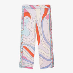PUCCI-Широкие розовые брюки с принтом Iride для девочек | Childrensalon Outlet