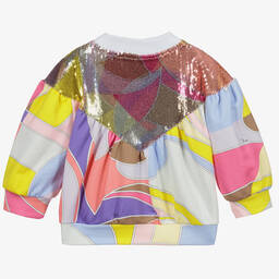 PUCCI-سويتشيرت قطن جيرسي لون زهري وأصفر للبنات | Childrensalon Outlet