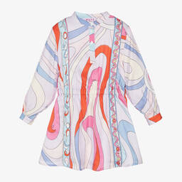 PUCCI-Girls Purple Viscose Marmo Print Dress | Childrensalon Outlet