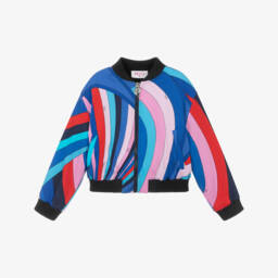 PUCCI-جاكيت بومبر بناتي بنقشة إيريدي زاهية | Childrensalon Outlet