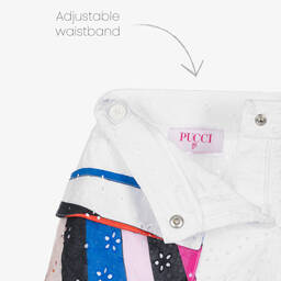 PUCCI-Girls White Broderie Anglaise Cotton Shorts | Childrensalon Outlet